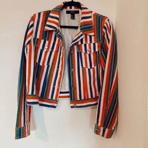 Forever 21 Striped Jean Jacket